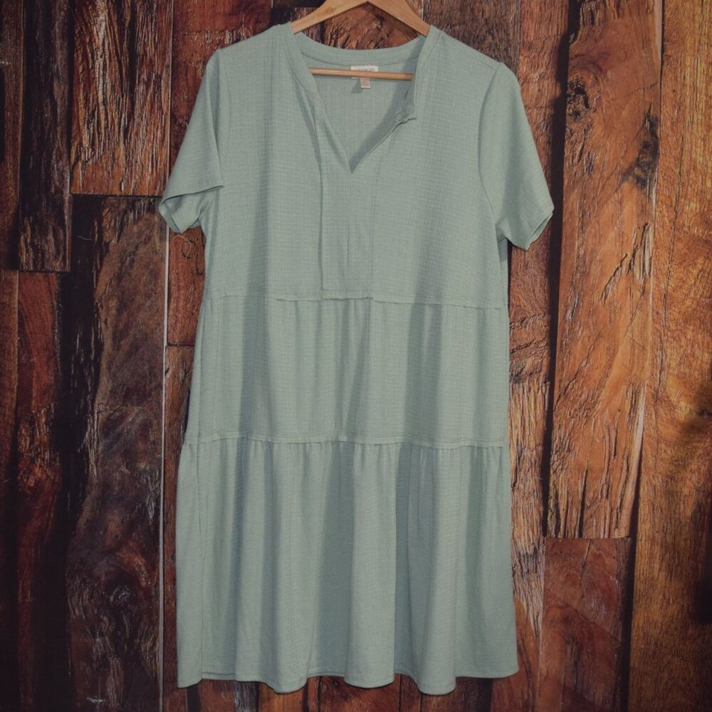 GREIGE Women's Sz XL Sage Tiered Babydoll Swing Dress - EXCELLENT Condition - Picture 2 of 7